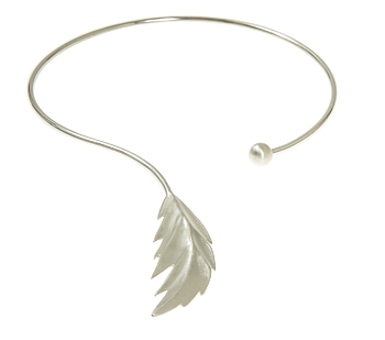 Feather bangle neck flex silver