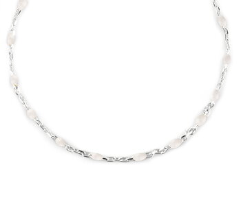 Letters beaded neck 40-45 white silver