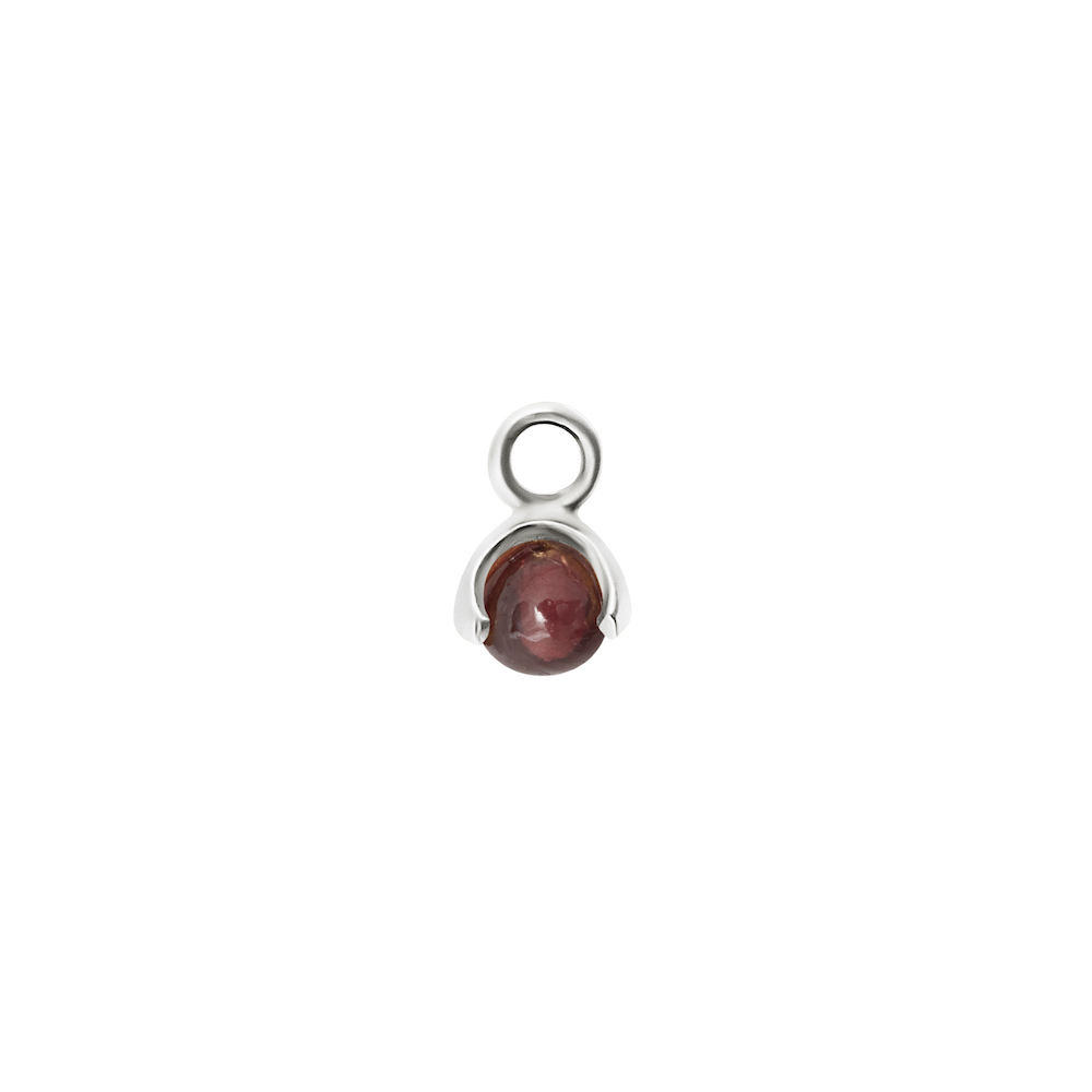 Letters stone 1 red garnet pend silver