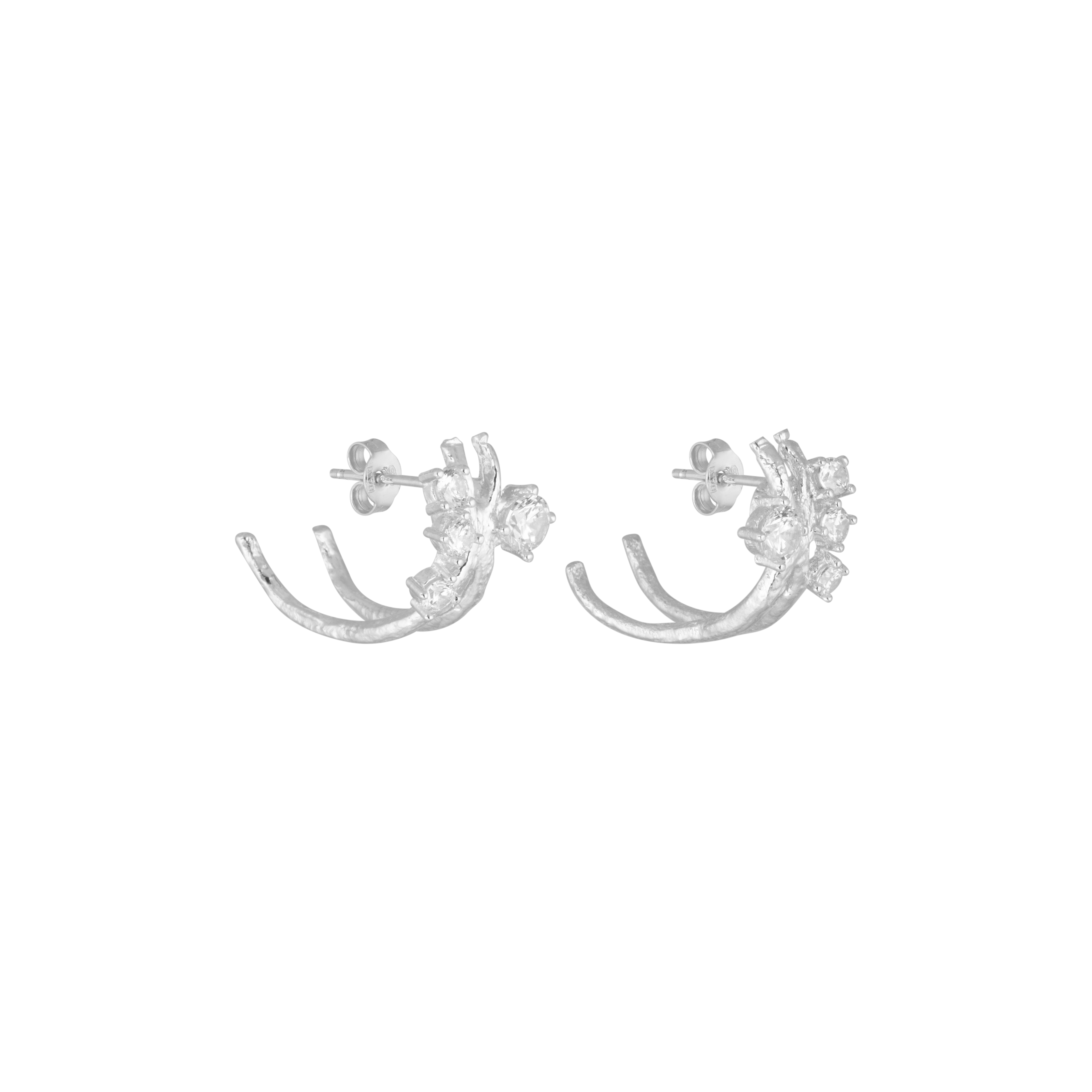 Cubic cluster ear silver
