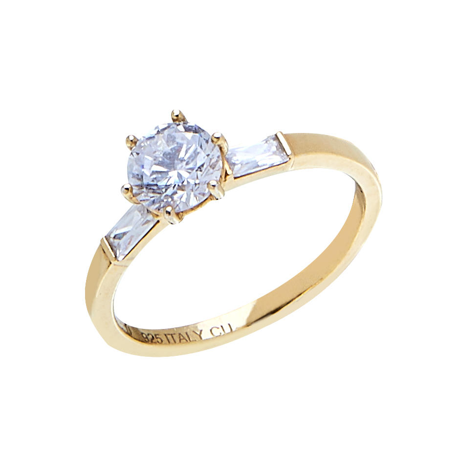 Two tripple stone ring gold