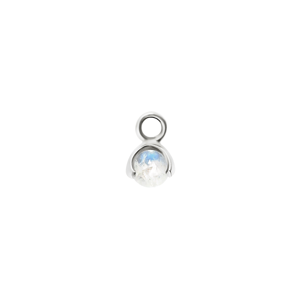 Letters stone 6 moonstone pend silver