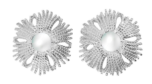Gatsby big pearl ear silver