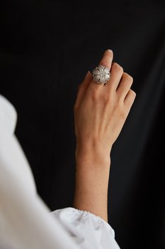 Gatsby big stone ring silver