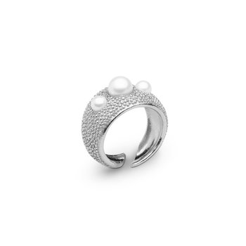 Pearl bubble ring silver