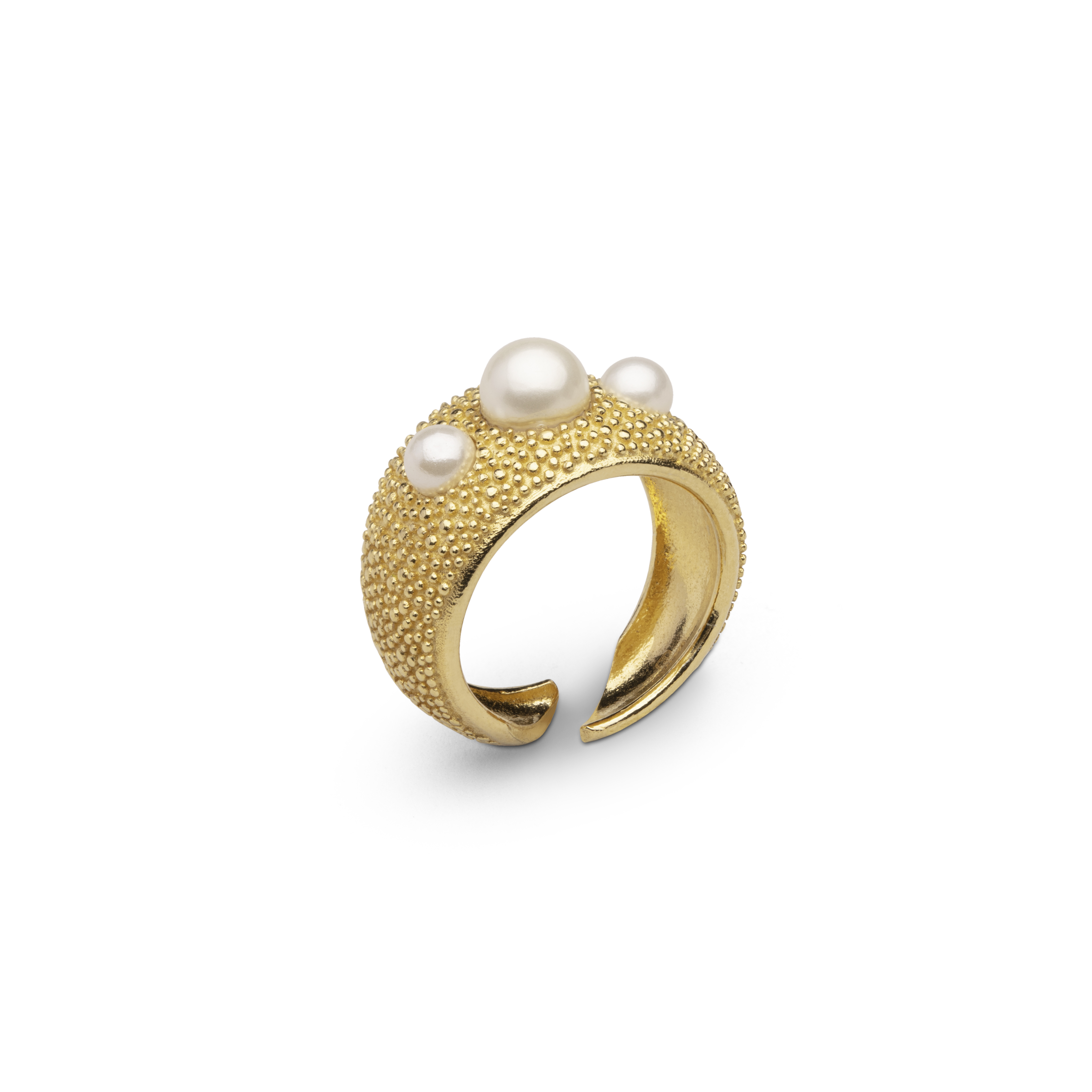 Pearl bubble ring gold