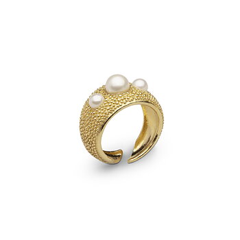 Pearl bubble ring gold