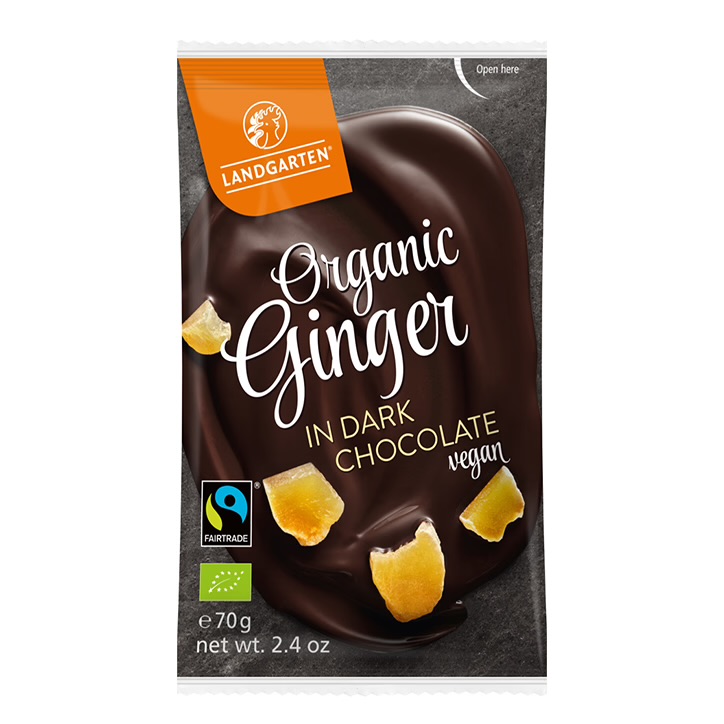 vegansk chokladdoppad ingefära Landgarten