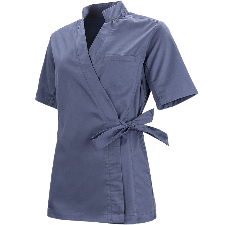 Vårdblus med knyt i sidan - dimblå - 2