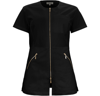 Blus i stretch med dragkedja - svart