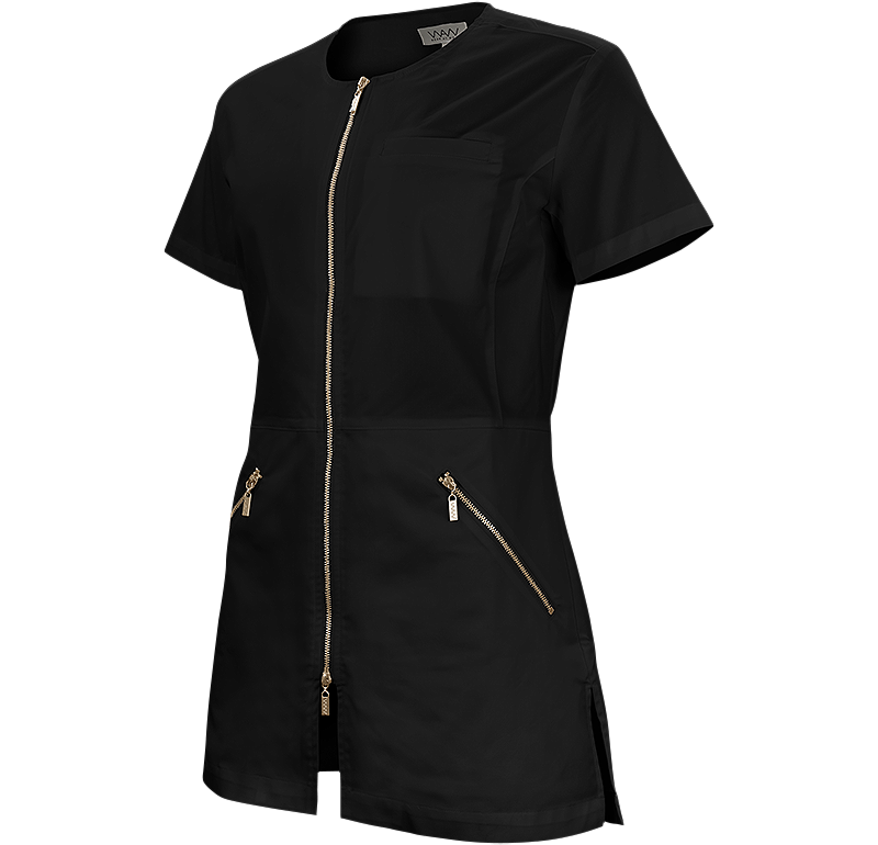 Blus i stretch med dragkedja - svart - 2