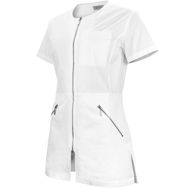 Blus i stretch med dragkedja - vit - 2
