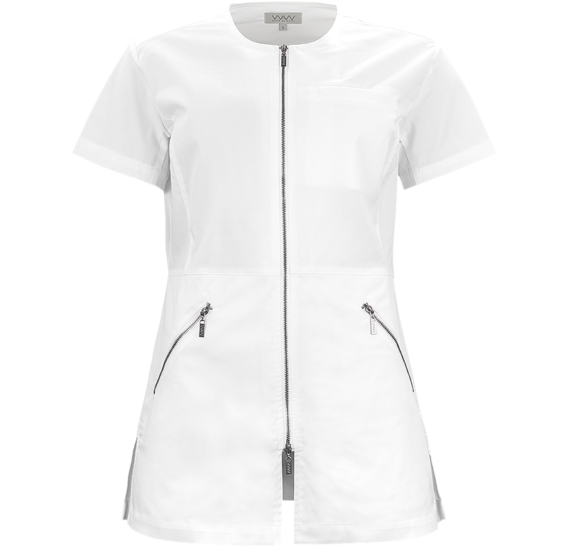Blus i stretch med dragkedja - vit