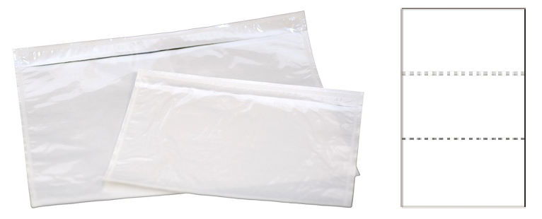 Transport label A4 Laser sheet trifold and C5 plastic pockets 500 packs