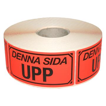 Varningsetikett denna sida upp 1000st/rl