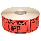 Varningsetikett denna sida upp 1000st/rl