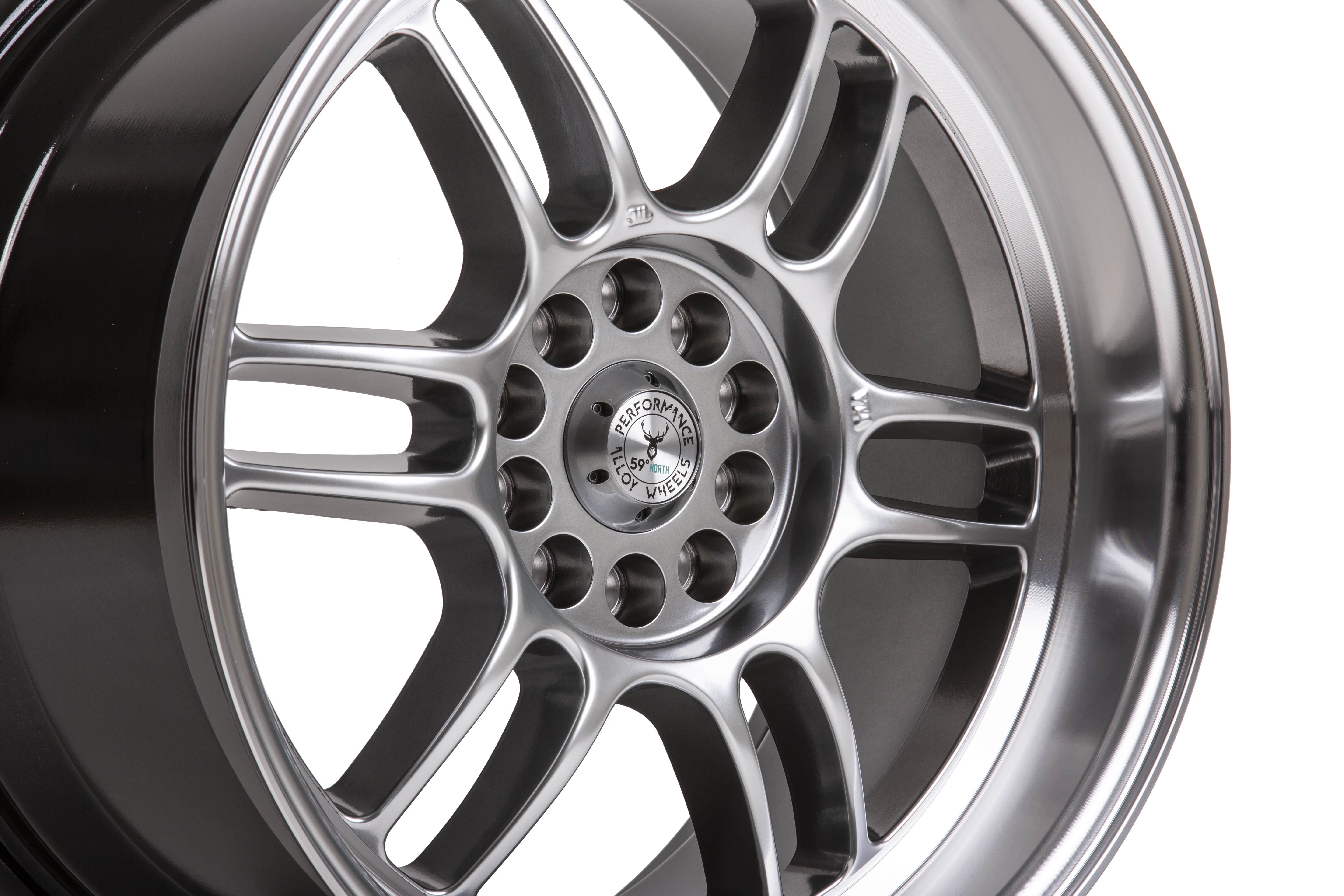 59°North Wheels D-006 9,5x18" ET20 5x114,3/5x120 Hyperblack/polished lip - 2