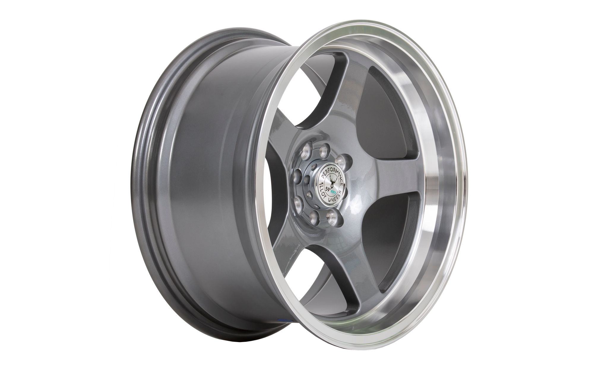 59°North Wheels D-004 8,5x17" ET10 4x100/4x114,3 Glossy gunmetal/polished lip - 3