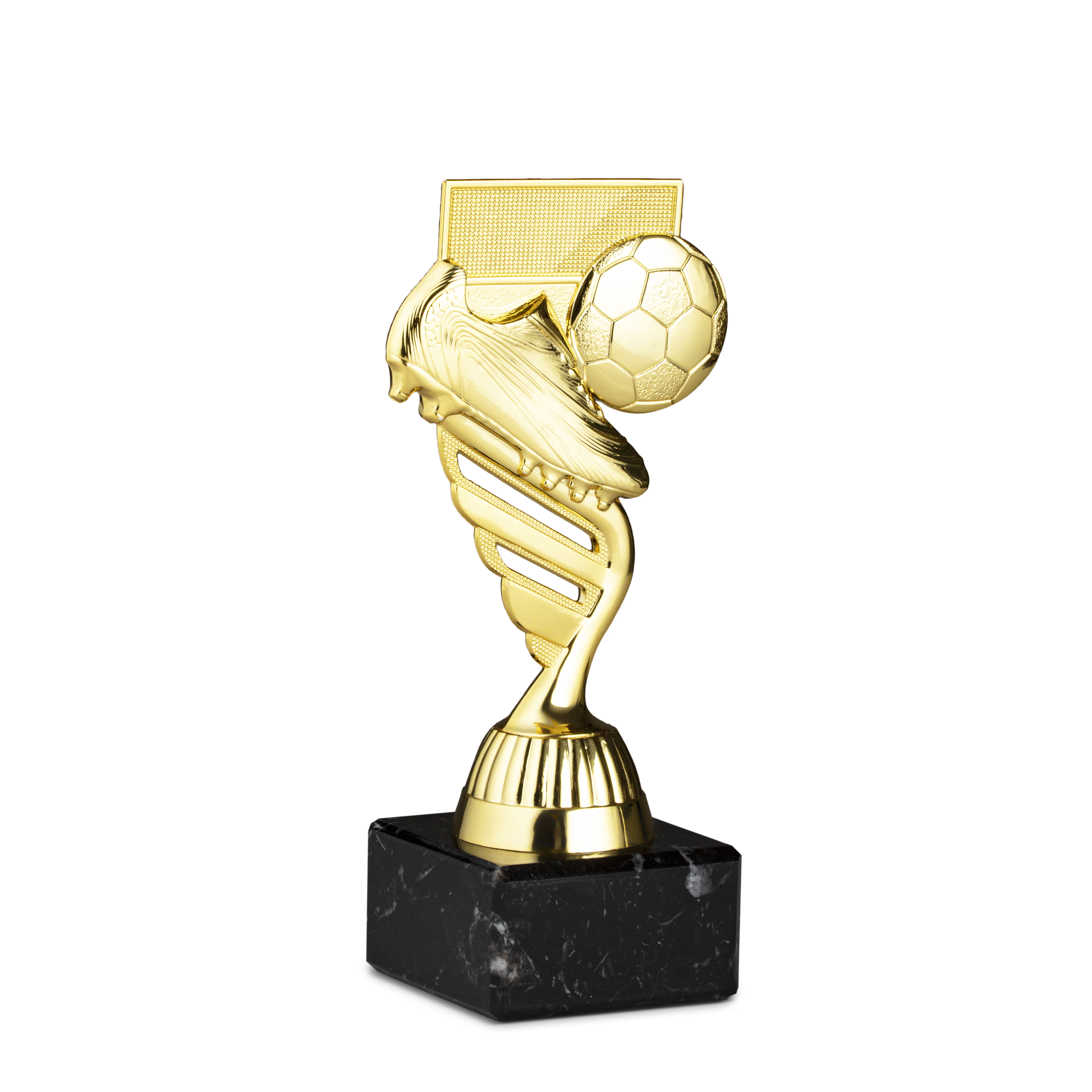 Fotbollsstatyett boll/sko/mål guld