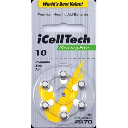 iCellTech 10 hörapparatsbatteri Gul 6-pack