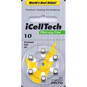 iCellTech 10 hörapparatsbatteri Gul 6-pack