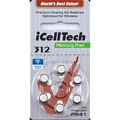 iCellTech 312 hörapparatsbatteri Brun 6-pack