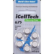iCellTech 675 hörapparatsbatteri Blå 6-pack