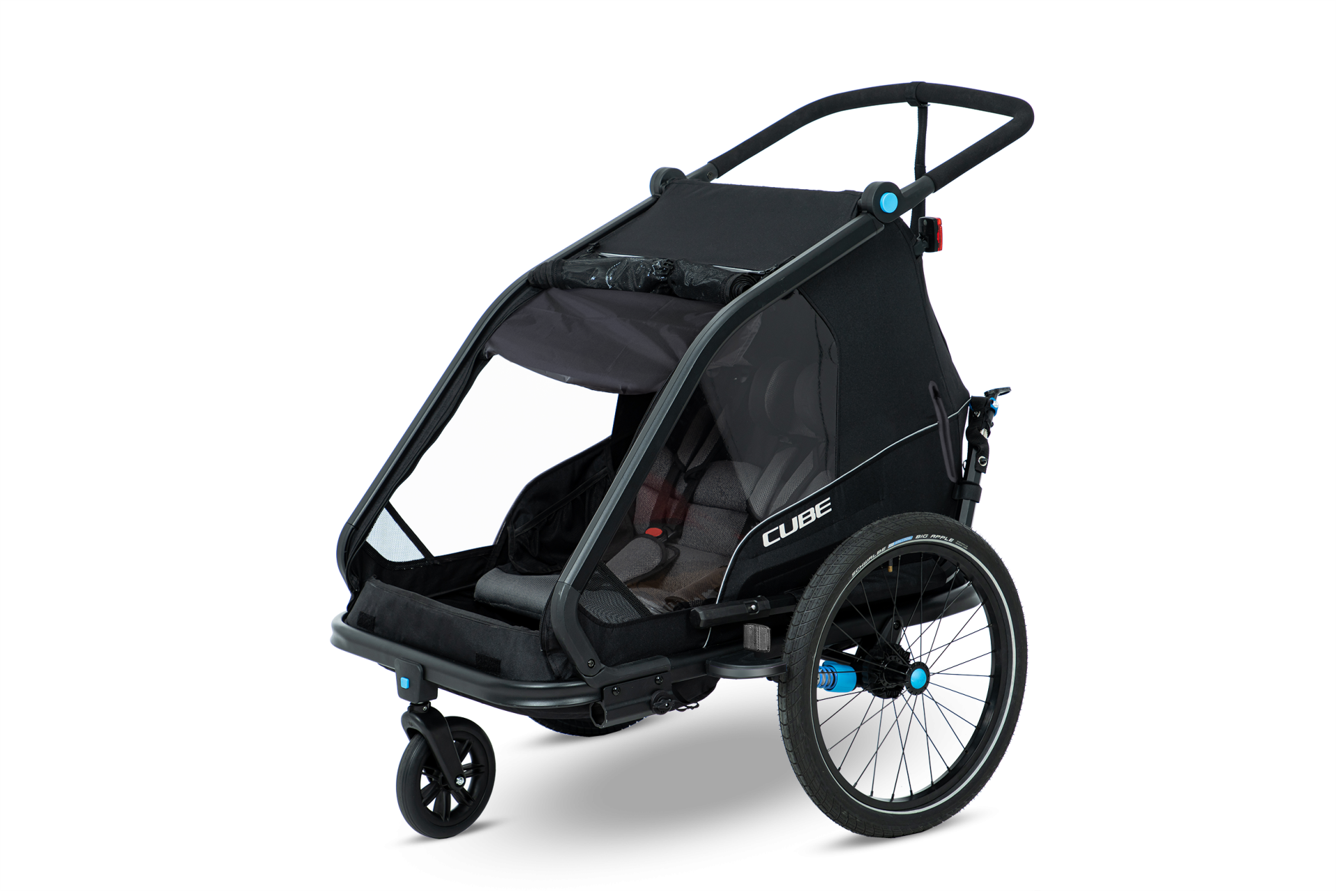 Cykelvagn Cube Kids Trailer Double CMPT, Svart - 3