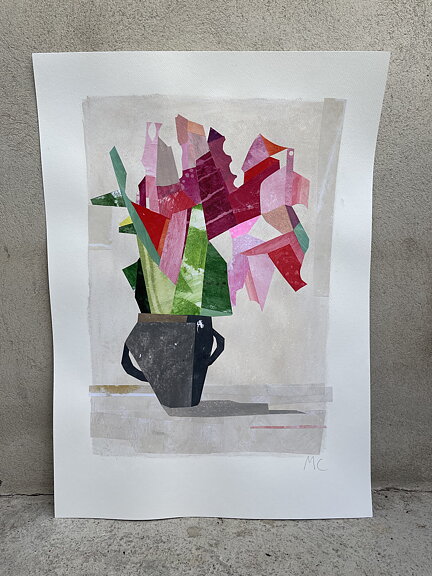 Akryl/ collage "Sweet pea" tavla orginal