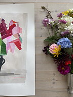 Akryl/ collage "Sweet pea" tavla orginal