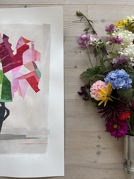 Akryl/ collage "Sweet pea" tavla orginal
