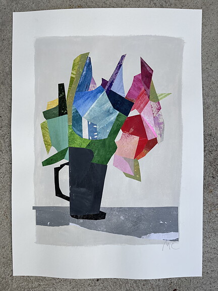 Akryl/ collage "Flower bouquet" tavla orginal