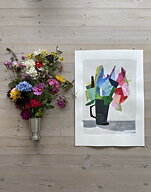 Akryl/ collage "Flower bouquet" tavla orginal