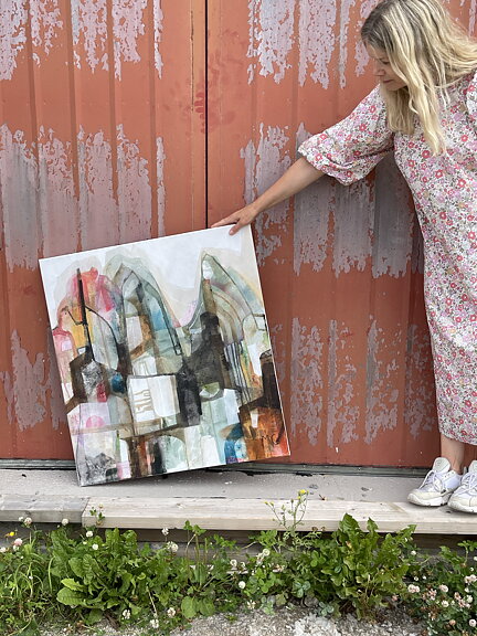Såld! "Summer night 3",  tavla akrylmålning orginal