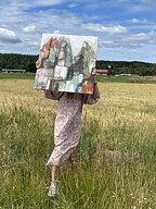 Såld! "Summer night 3",  tavla akrylmålning orginal
