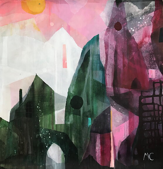 "Pink mountains"tavla akryl orginal