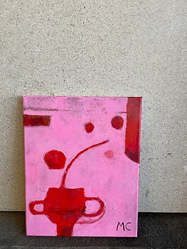 Såld! "Rouge et rose"/ petite, tavla akryl orginal