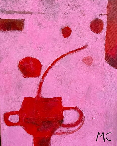 Såld! "Rouge et rose"/ petite, tavla akryl orginal