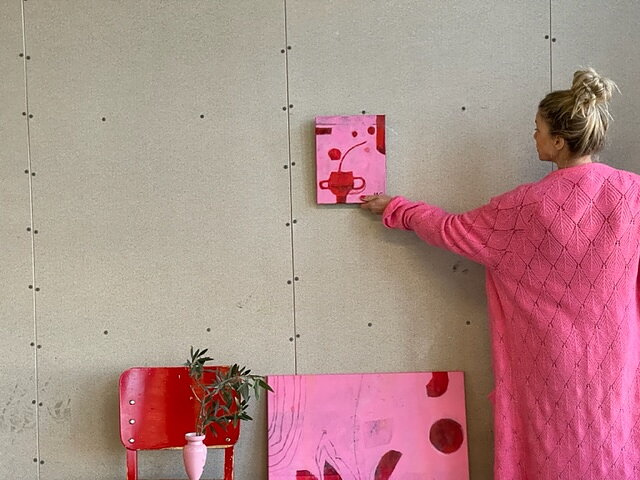 Såld! "Rouge et rose"/ petite, tavla akryl orginal