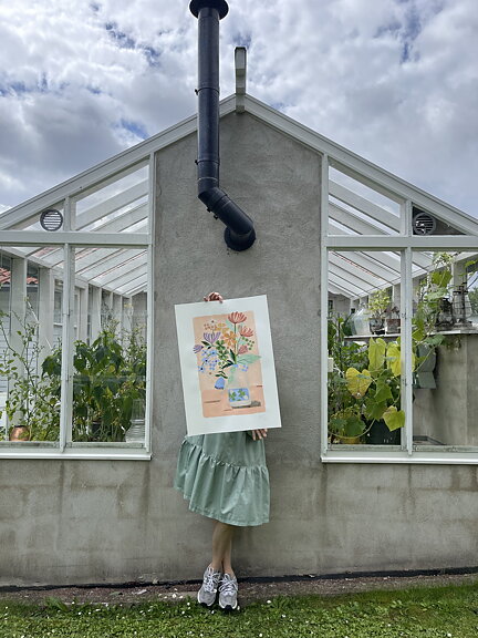 Collage "Lucky clover" av Maria C Bernhardsson. Orginal utan ram. 70x50cm.