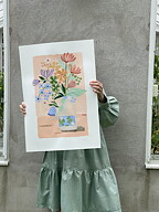 Collage "Lucky clover" av Maria C Bernhardsson. Orginal utan ram. 70x50cm.