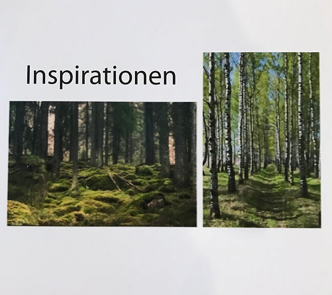  akvarell  "Huset i björkskogen" tavla orginal