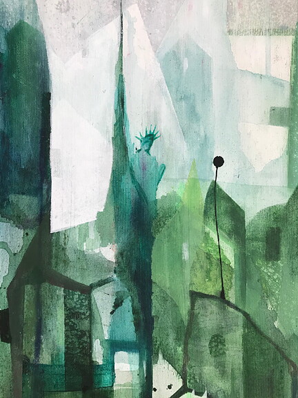 Såld! Statue of Liberty, tavla akryl orginal inramad