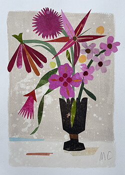 Collage "Rosalinda" av Maria C Bernhardsson. Orginal utan ram. 35cm x 25cm