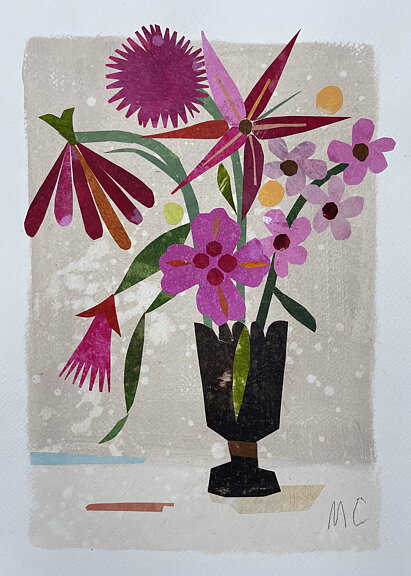 Collage "Rosalinda" av Maria C Bernhardsson. Orginal utan ram. 35cm x 25cm