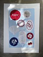 Collage "Bonjour" av Maria C Bernhardsson. Orginal utan ram. 70x50cm.