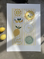 Collage "Le Soleil" av Maria C Bernhardsson. Orginal utan ram. 70x50cm.