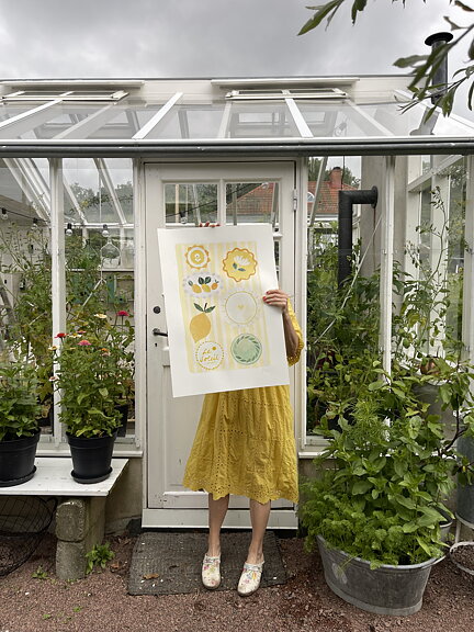 Collage "Le Soleil" av Maria C Bernhardsson. Orginal utan ram. 70x50cm.