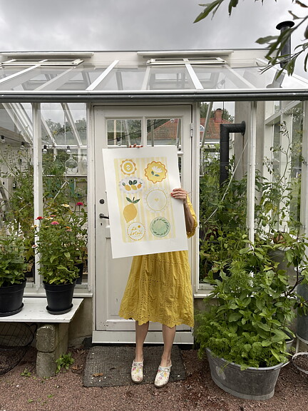 Collage "Le Soleil" av Maria C Bernhardsson. Orginal utan ram. 70x50cm.