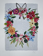 Collage "Midsommarkrans" /ljusgrå av Maria C Bernhardsson. Orginal utan ram. 70x50cm.